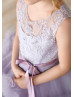 Beaded Lavender Lace Tulle Cloud Flower Girl Dress